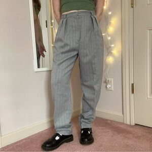 Vintage Gray, Blue, and White Striped Trousers